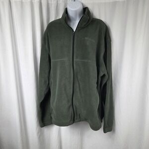 Columbia Fleece Jacket Mens XL Green Full Zip Stand Collar Outdoor Hiking